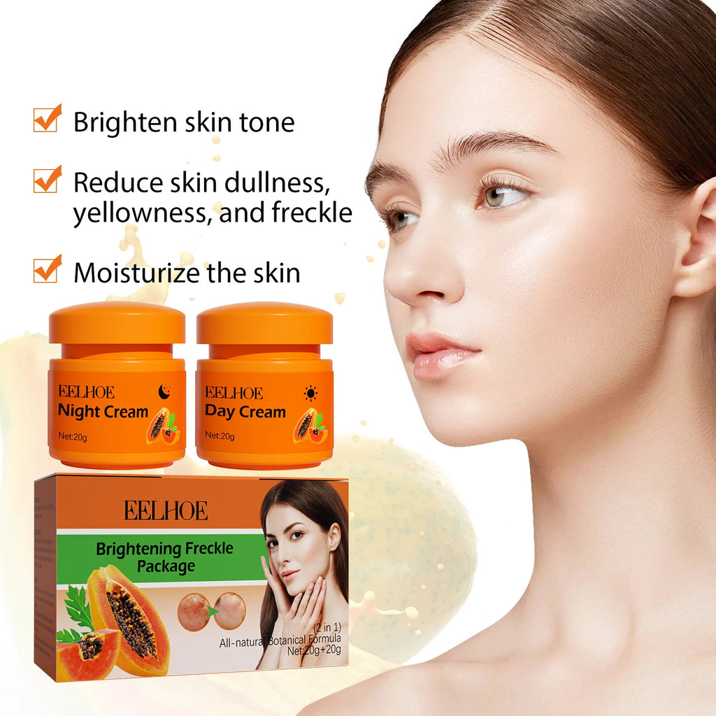 EELHOE Day Night Face Cream Papaya Day Night Even Skin Tone Corrector Removing Blemish Bleaching Nourishing Face Care Cream 1set Oasis Select
