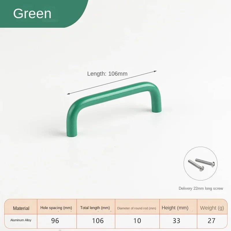 Colorful Kitchen Cabinet Handles 128mm Knobs and Handles for Drawer Cupboard Children's Room Closet Pull Furniture Handle Oasis Select Green 96mm 1pc