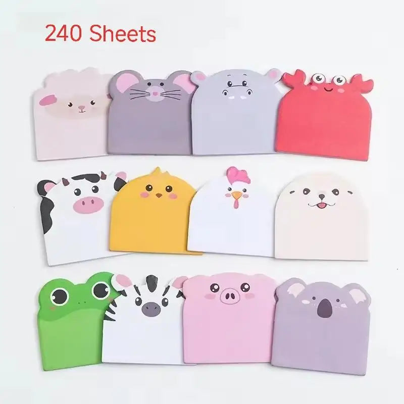 240/960 Sheets Large Capacity Adhesive Animal Shaped Memo Pads Cartoon Cute And Interesting Animal Shaped Sticky Notes Oasis Select forest animals