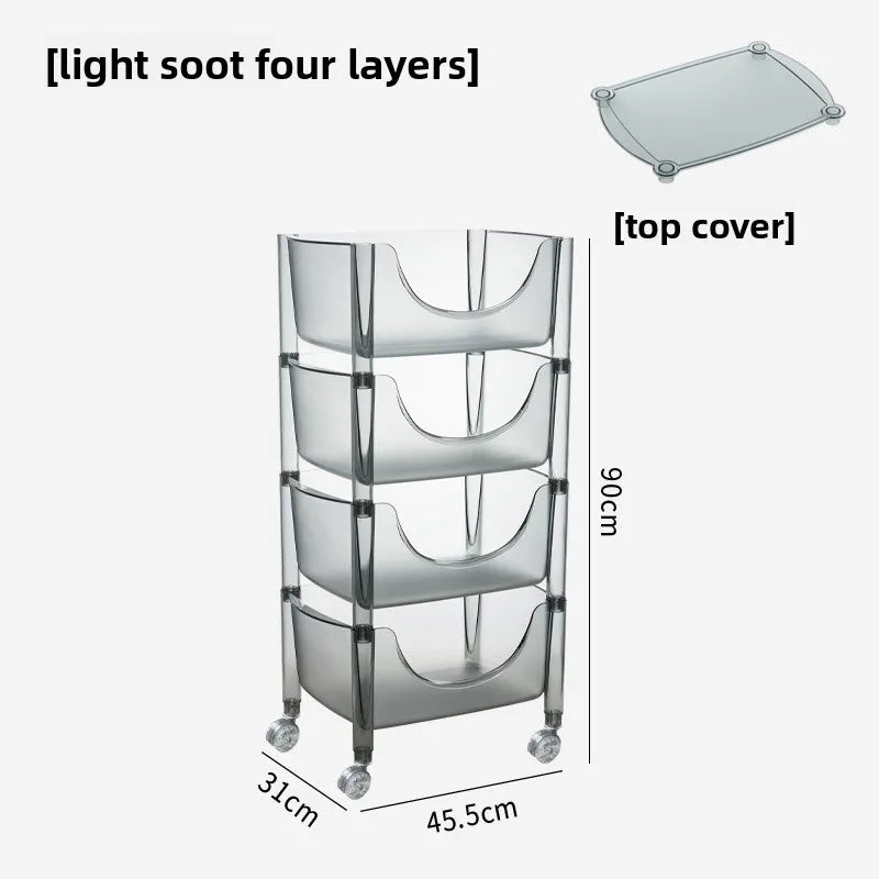 Creative acrylic multi-layer removable shelves ins bedroom kitchen trolley bathroom storage cabinet Oasis Select light soot 4 layers