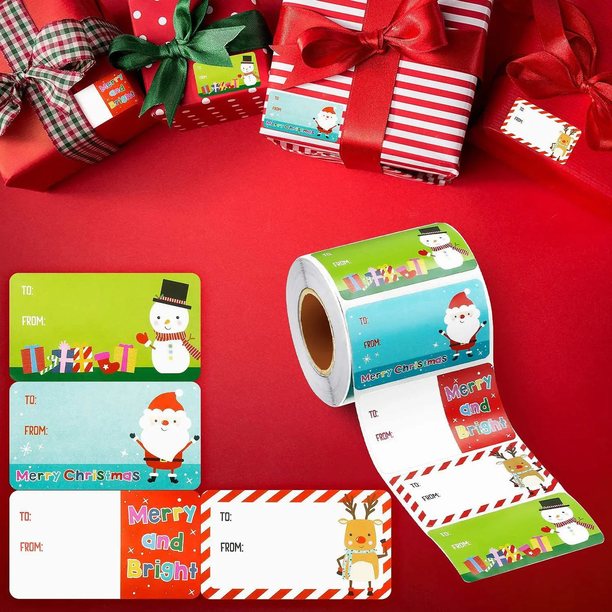 500 Pcs Christmas Tags Christmas Santa Claus Stickers Self Adhesive Christmas Tag Christmas Festival Birthday Holiday Decor Oasis Select