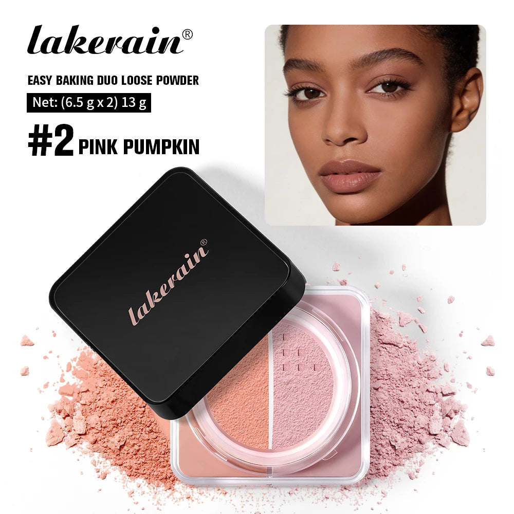 Loose Baking Setting Powder Long Lasting Oil Control Natural Face Matte Waterproof Brightening Loose Powder Makeup Cosmetics Oasis Select 2Pink Pumpkin