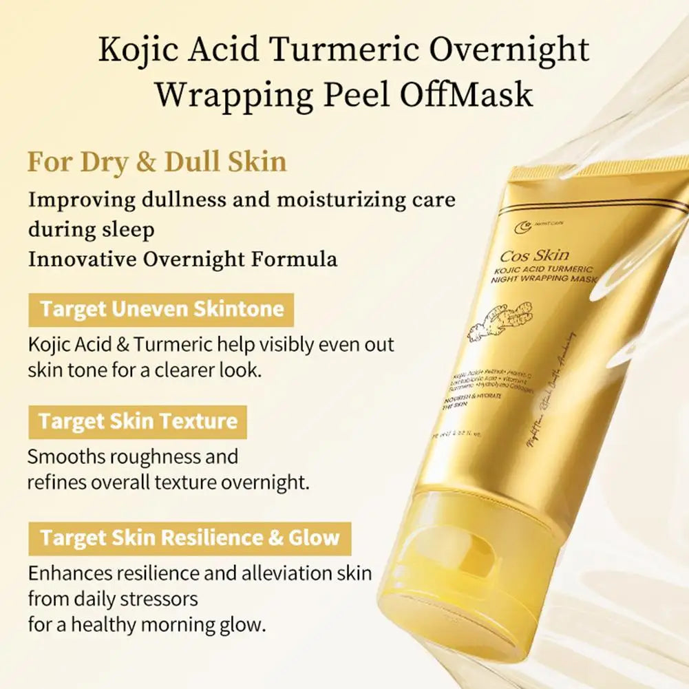 Kojic Acid Turmeric Overnight Wrapping Peel Off Mask Kit Nourish Hydrolyzed Collagen Glowing Skin Refresh Skin Firming Skincare Oasis Select