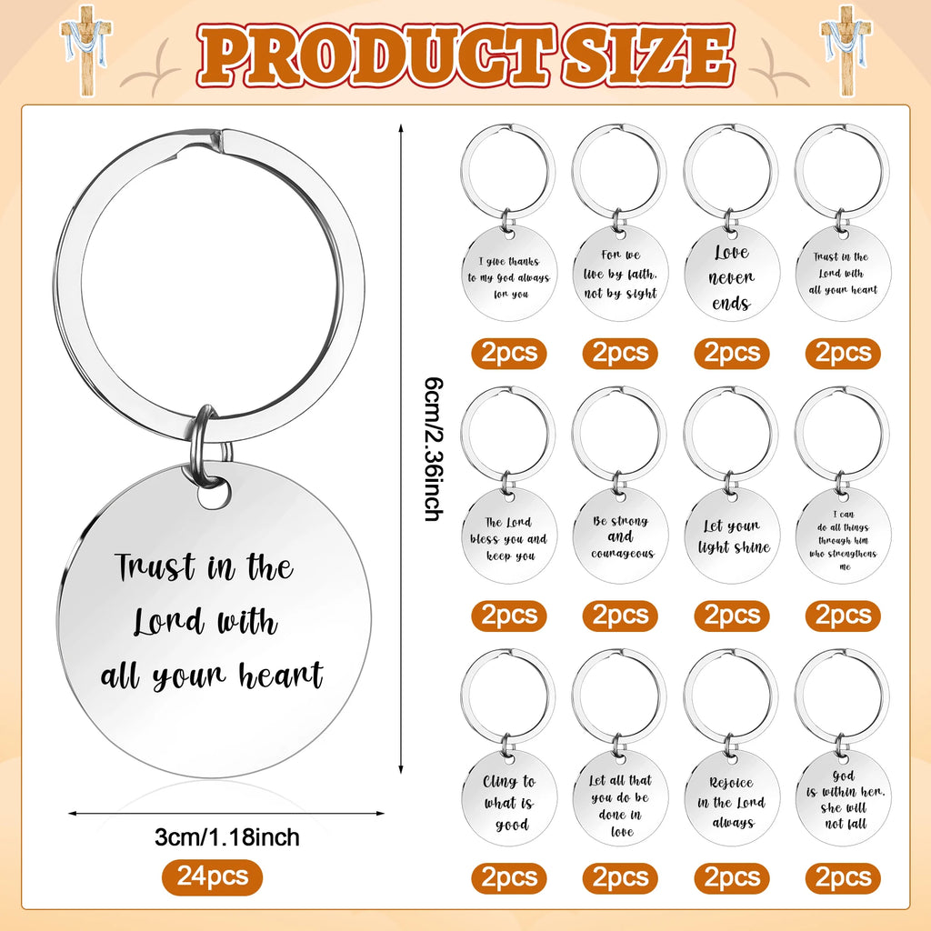 LTEIWFPE 24 Pcs Christian Keychain Bible Verse Keychains Bulk Religious Gifts Party Favors Scripture Quote Inspirational Tokens Oasis Select