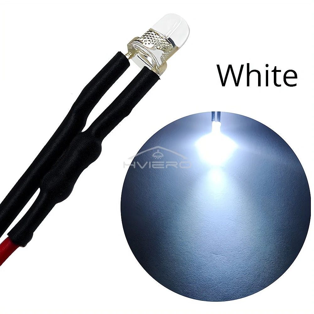 3mm Pre-Wired LED Bulbs DC 12V Water Clear | 5–100 Pack