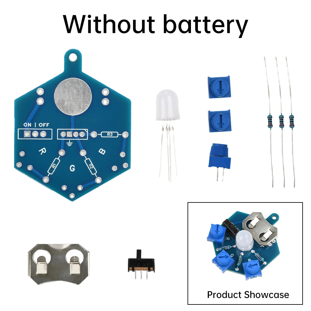 RGB LED Light Circuit Board Welding Practice DIY Electronic Beginner Learning Welding Fun DIY Kit for Student Laboratory Oasis Select No Batter