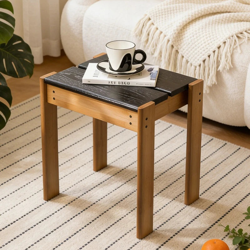 Solid wood American retro home solid wood small bench round stool coffee table stool low stool shoe changing stool small stool Oasis Select