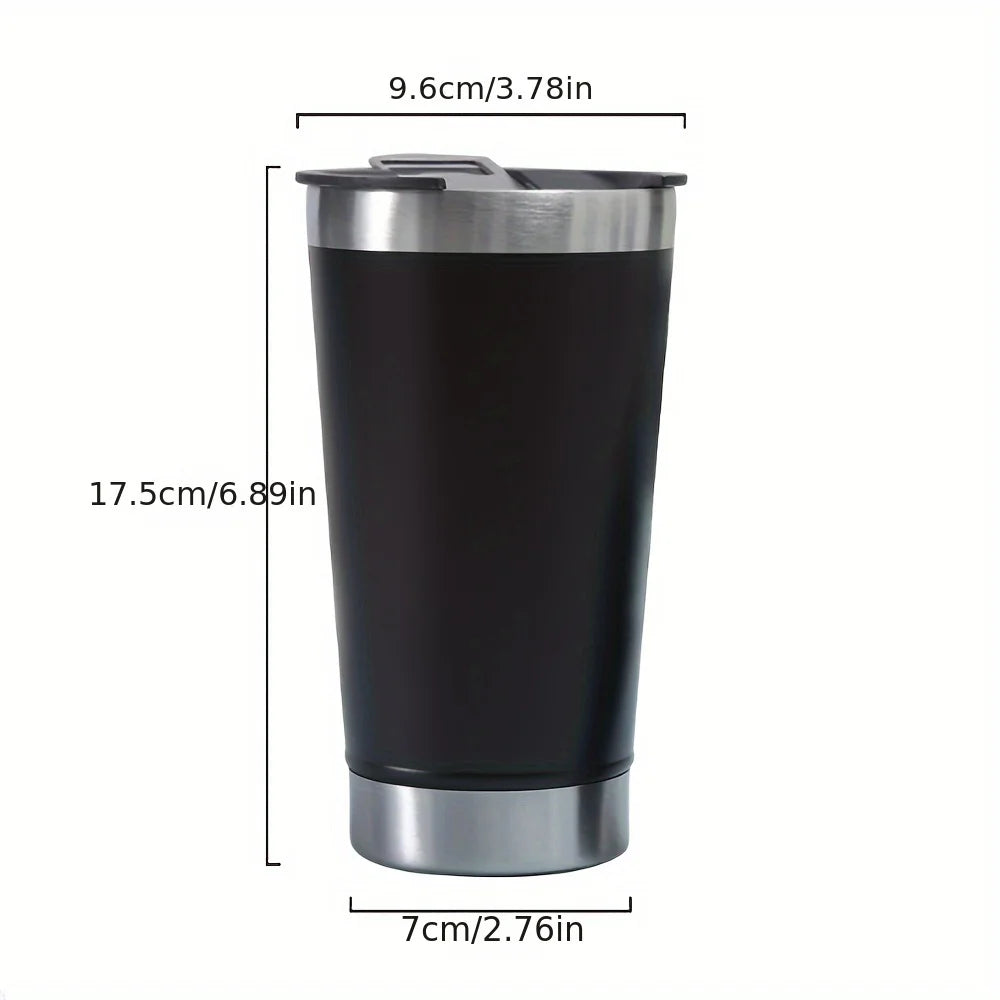 8pcs lusella Tumbler 16oz Stainless Steel Beer Mug, Double Wall Vacuum Insulated Tumbler, Cup Lid with Bottle Opener, Keeps Oasis Select
