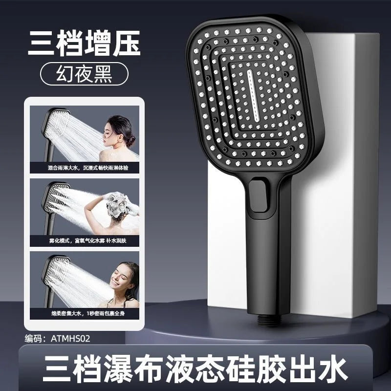 Luxury 3 Modes Large Panel Rectangular 120mm Rainfall Shower Head High Pressure Water Saving Shower Mixer Bathroom Accessories Oasis Select Black Shower