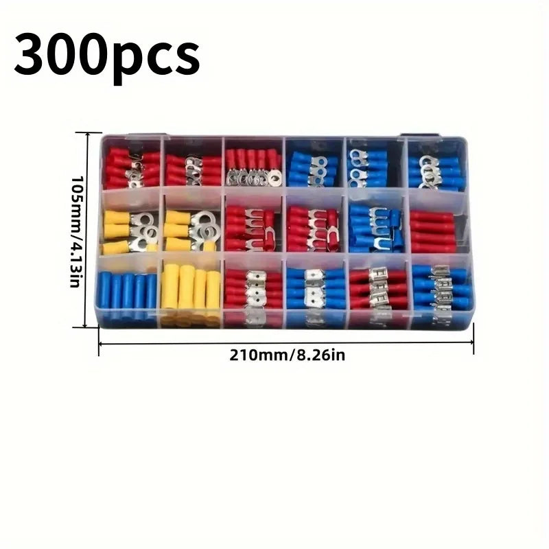 Insulated Electrical Terminal Kit – Spade, Ring, Fork & Butt Crimp Terminal Kit Oasis Select QS183-300pcs