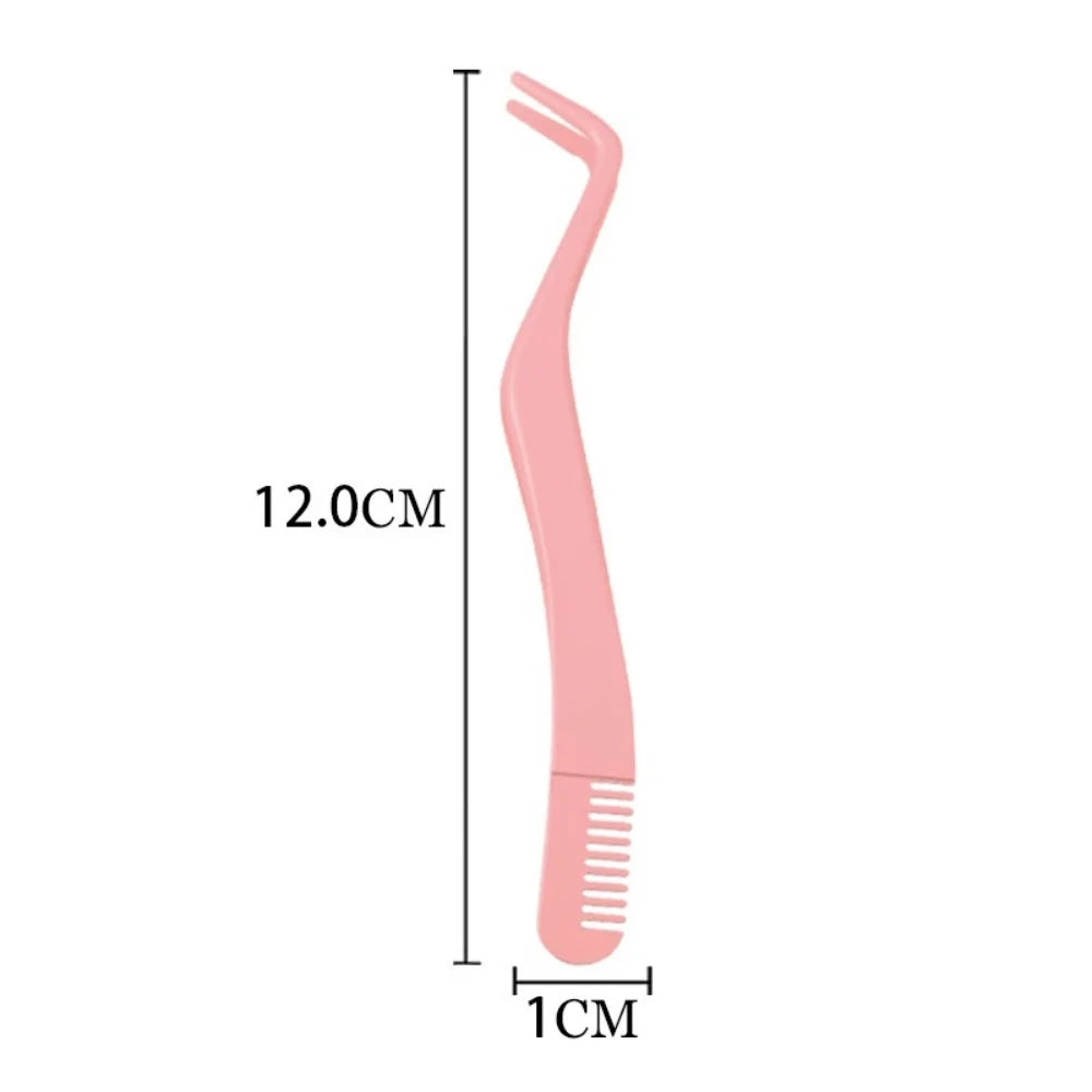 Stainless Steel Eyelash Tweezers with Comb | Lash Tool