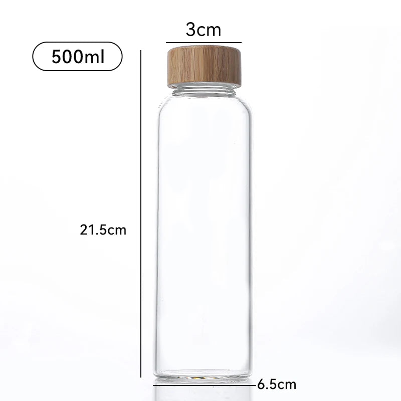 500/750/1000ml High Borosilicate Glass Cup Travel Bottle Car Portable Glass Water Bottle Sealed Beverage Bottle Juice Cup Oasis Select 500ml Bamboo Lid 500-750-1000 ml