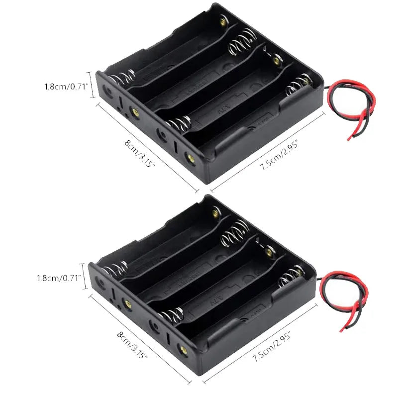 1/5pcs Black Plastic AA LR6 HR6 Battery Storage Case Clip Holder Container 1X 4X 18650 Battery Storage Box Case Wire Lead Pin Aa Oasis Select 4X-2pcs