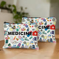 2pcs Medicine-Themed Cosmetic Travel Bag - Foldable Zippered Makeup Organizer, Gift for Healthcare Professionals, Cosmetic Bag Oasis Select 2pcs