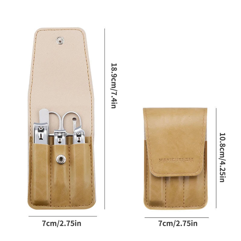Manicure Set 6Pcs Professional Stainless Steel Pedicure Kit Grooming Kit Fingernail & Toenail Clippers Set Manicure Kit with Lux Oasis Select Dark Khaki