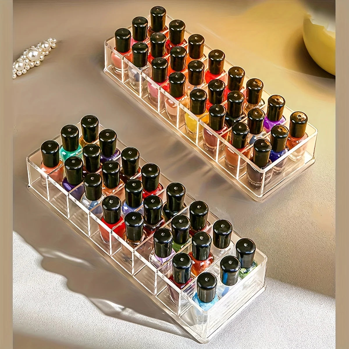 Acrylic Nail Polish Organizer,Clear Display Rack, Cosmetic Storage Rack,Nail Studio Props,Durable and Easy to Clean Oasis Select 2pcs