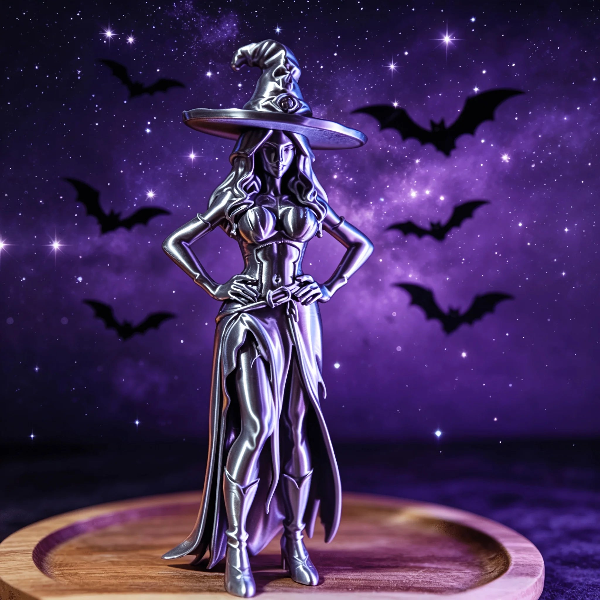 Fantasy Mini Witch Figurine 3D Printed Witch Statue Magical Ornament Halloween Tabletop Decor Witchcraft Home Desktop Decor Gift Oasis Select