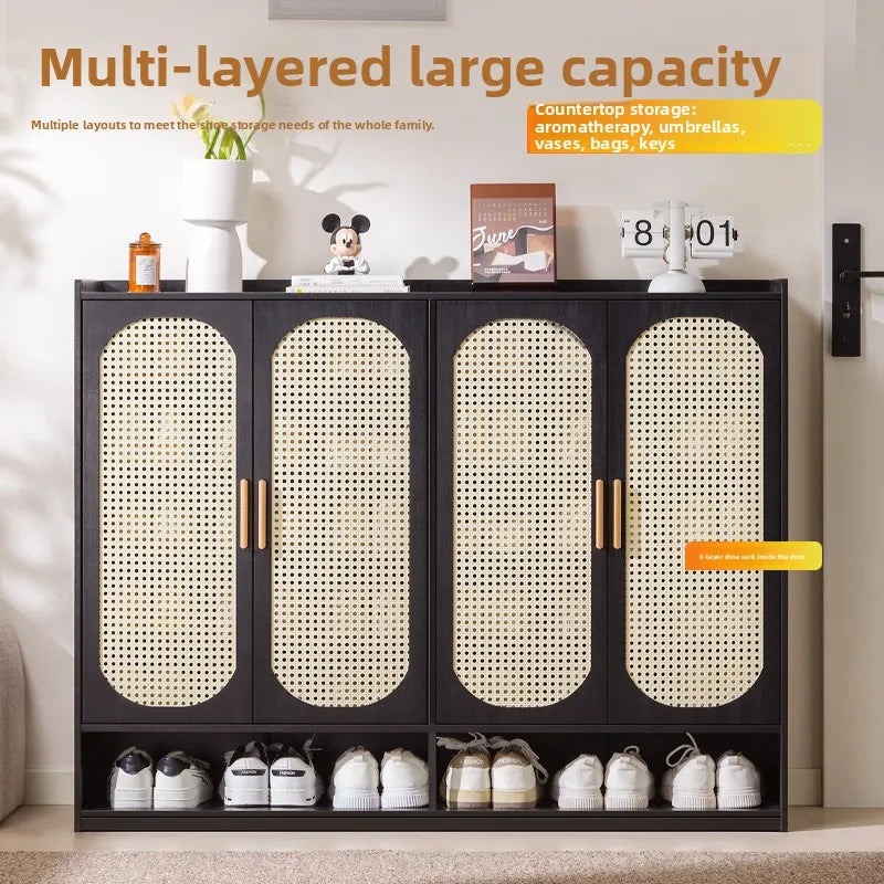 Cream wind arc door shoe cabinet living room household entrance entrance multi-layer shoe rack dormitory storage cabinet storage Oasis Select