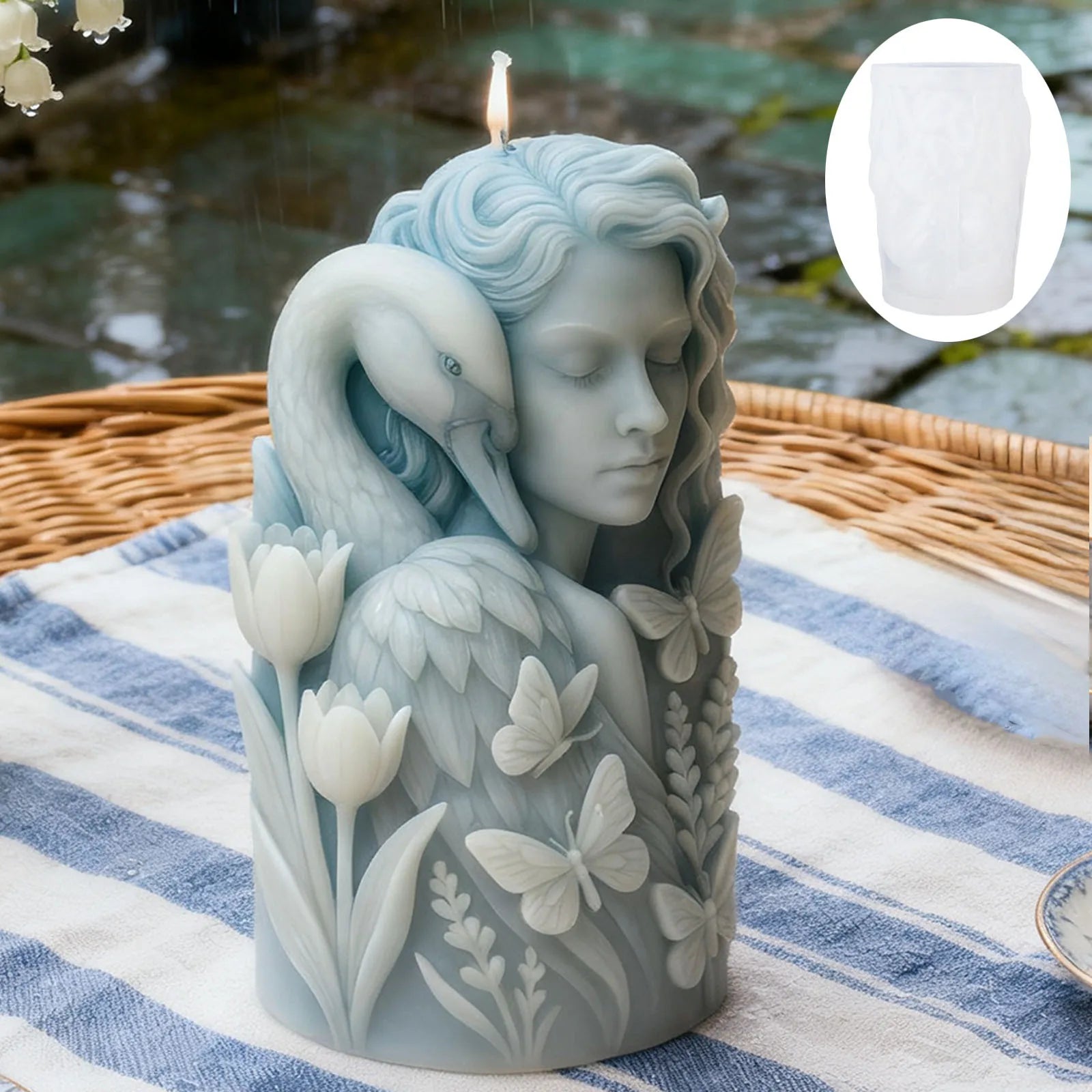 Elegant swan goddess candle mold, durable and reusable silicone mold, suitable for home décor and Christmas decorations. Oasis Select