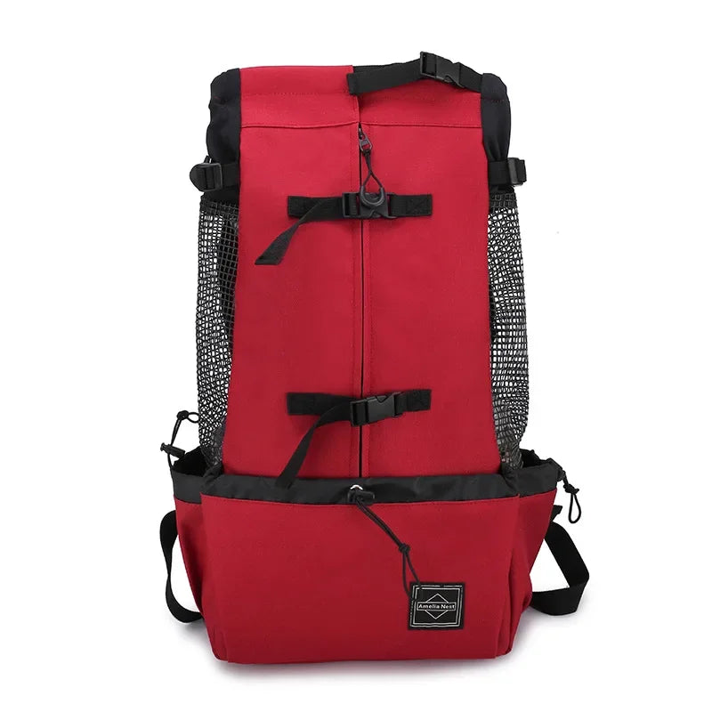Outdoor Travel Puppy Medium Dog Backpack for Small Dogs Breathable Walking French Bulldog Carrier Bags Accessories Pet Supplies Oasis Select red XL-suit 15-28kg