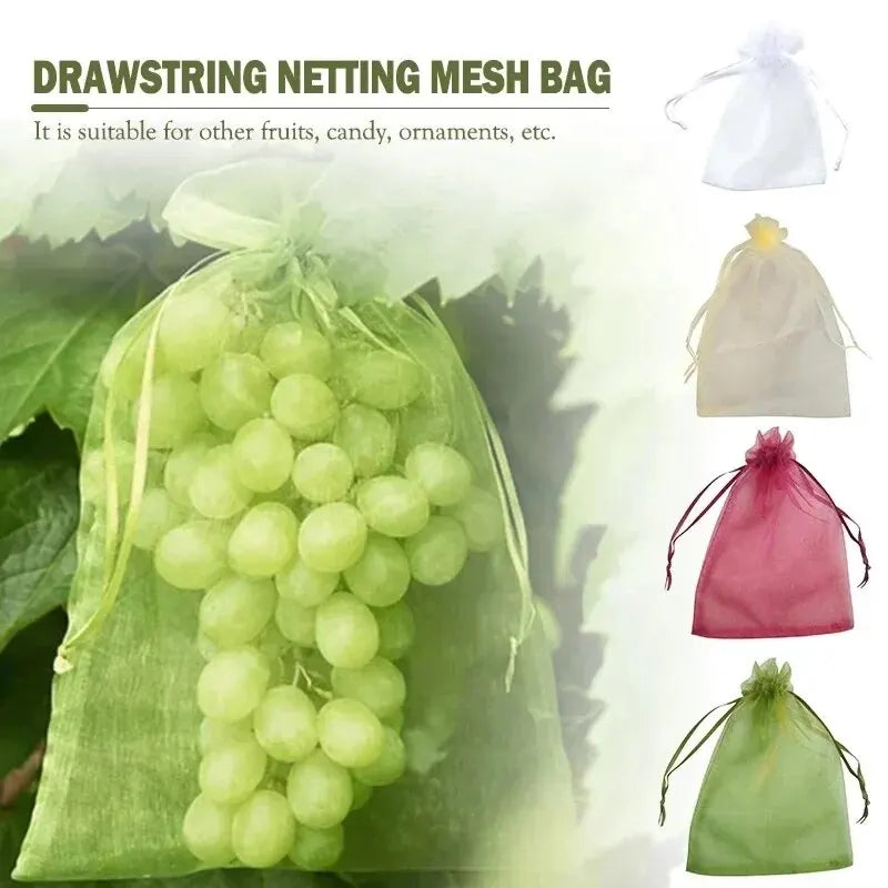 50pcs Fruit Protection Bags Anti-Bird Garden Netting Bags Strawberry Grapes Mesh Bag Plante Vegetable Netting Cover Garden Tool Oasis Select