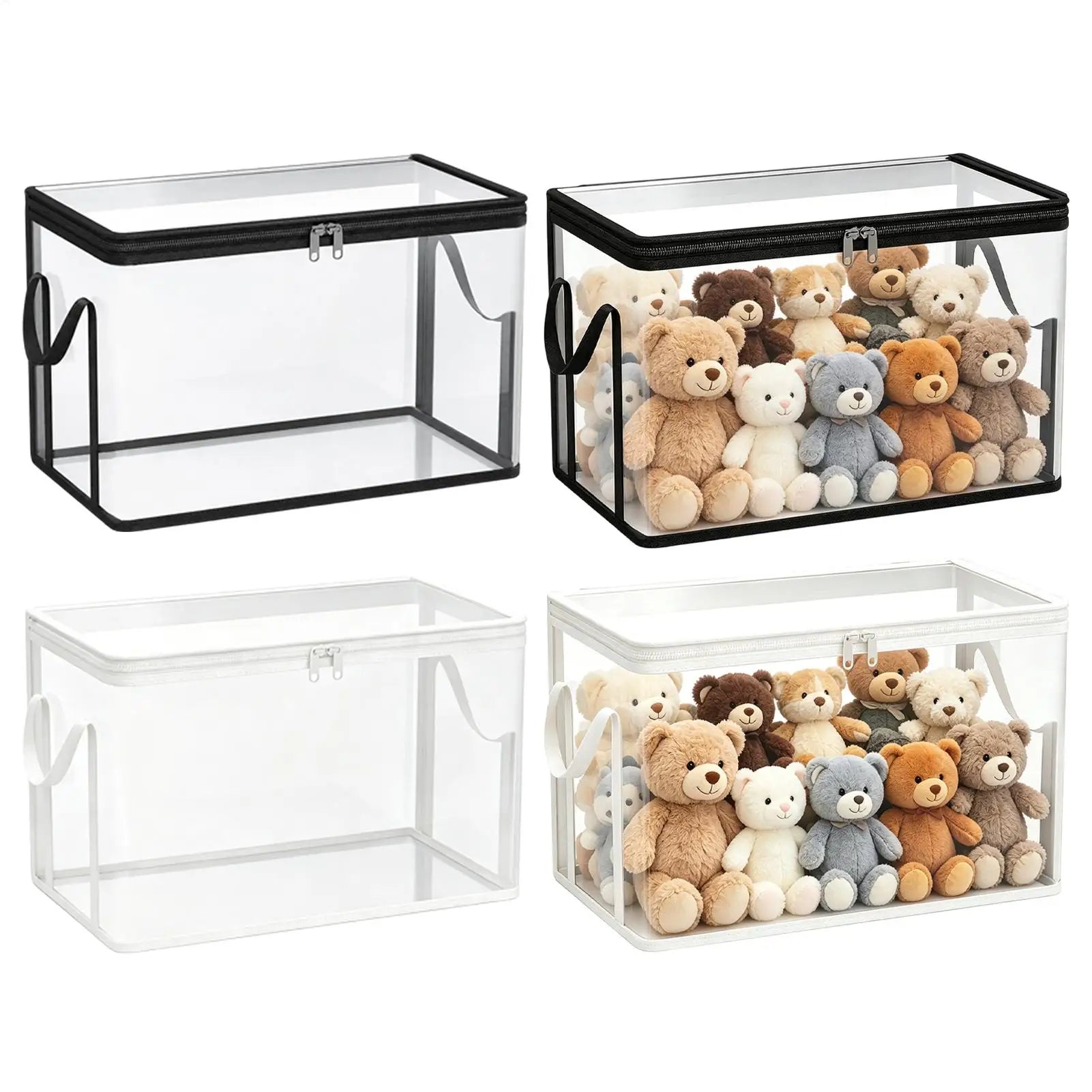 Stuffed Toy Storage Box 2-Pieces Plush Dolls Chest Bins Doll Storage Container for Living Room Playroom Study Room Balcony Oasis Select
