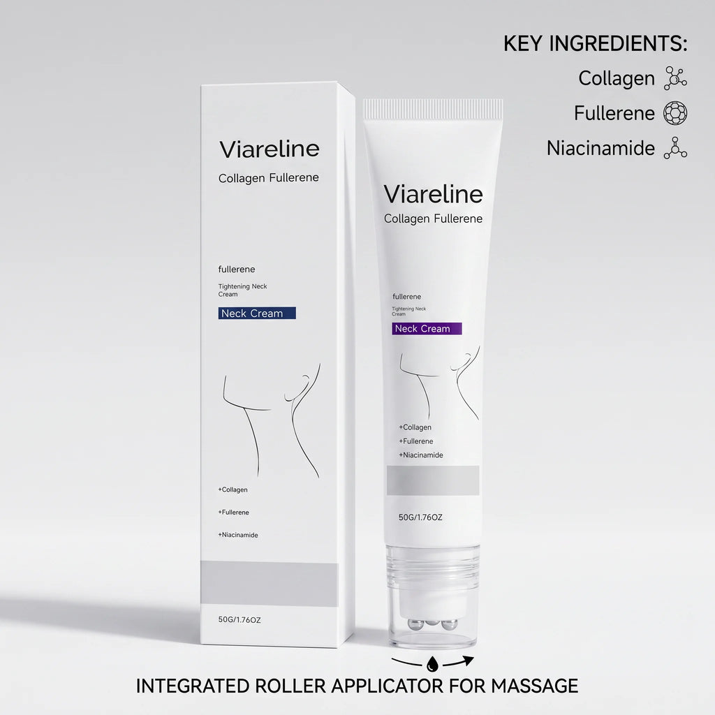 Collagen Neck Cream Roller Massage Tightening Neck Cream Reduce Neck Lines Reduce Double Chin Firming Lifting Brighten Skin Care Oasis Select