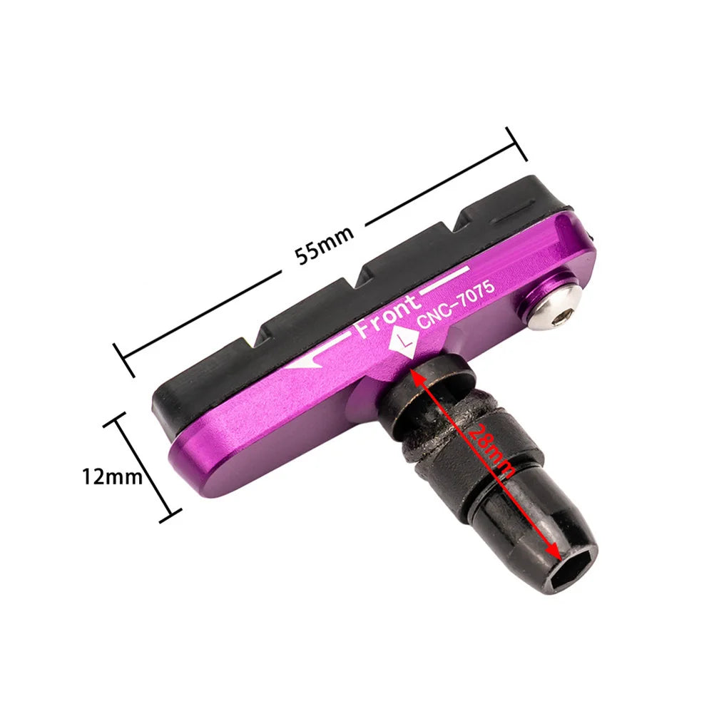 Premium Rubber + Aluminum Alloy VBrake Blocks Brake Pads for Bike Bicycle Cycle in Black Red Blue Gold Silver Purple Oasis Select