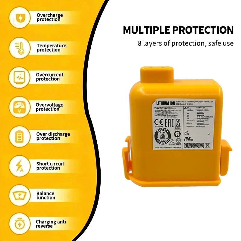 for LG CordZero A9 Battery 4000mAh 6000mAh Replacement Compatible with A9S/P9 Vacuum EAC63382204/EAC63382201. Oasis Select