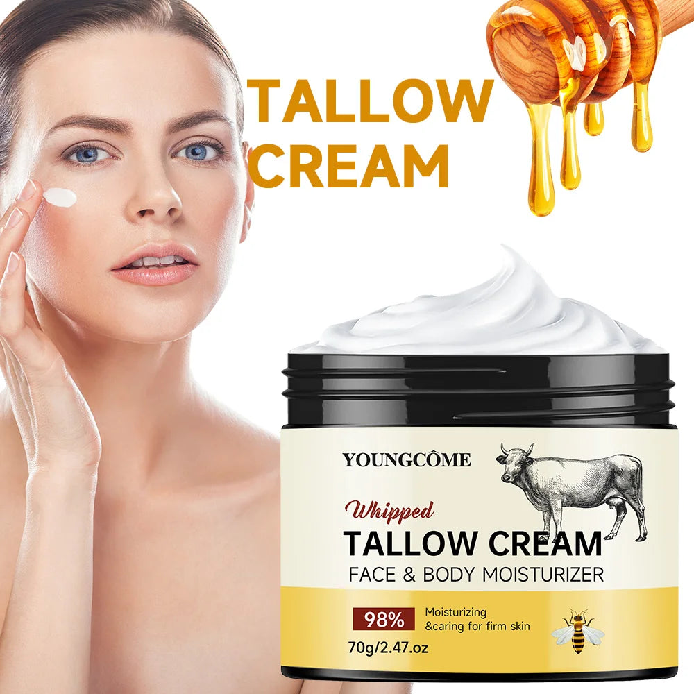 Beef Tallow Paste Deeply Moisturizer Honey Balm Brightening Wrinkle Remover Grass Fed Tallow Wild Honey Face Body Cream Skin Oasis Select