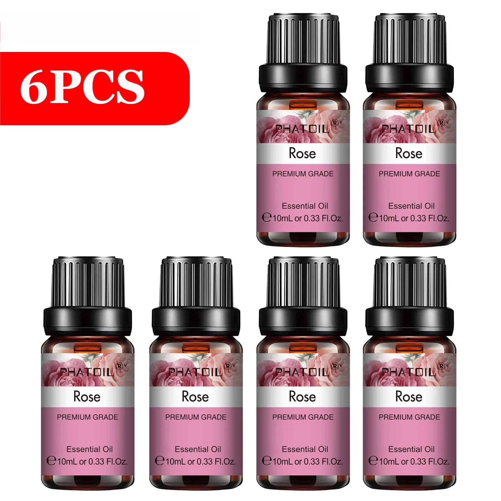 PHATOIL 6-Piece Pure Essential Oil Set – Diffuser & Aromatherapy