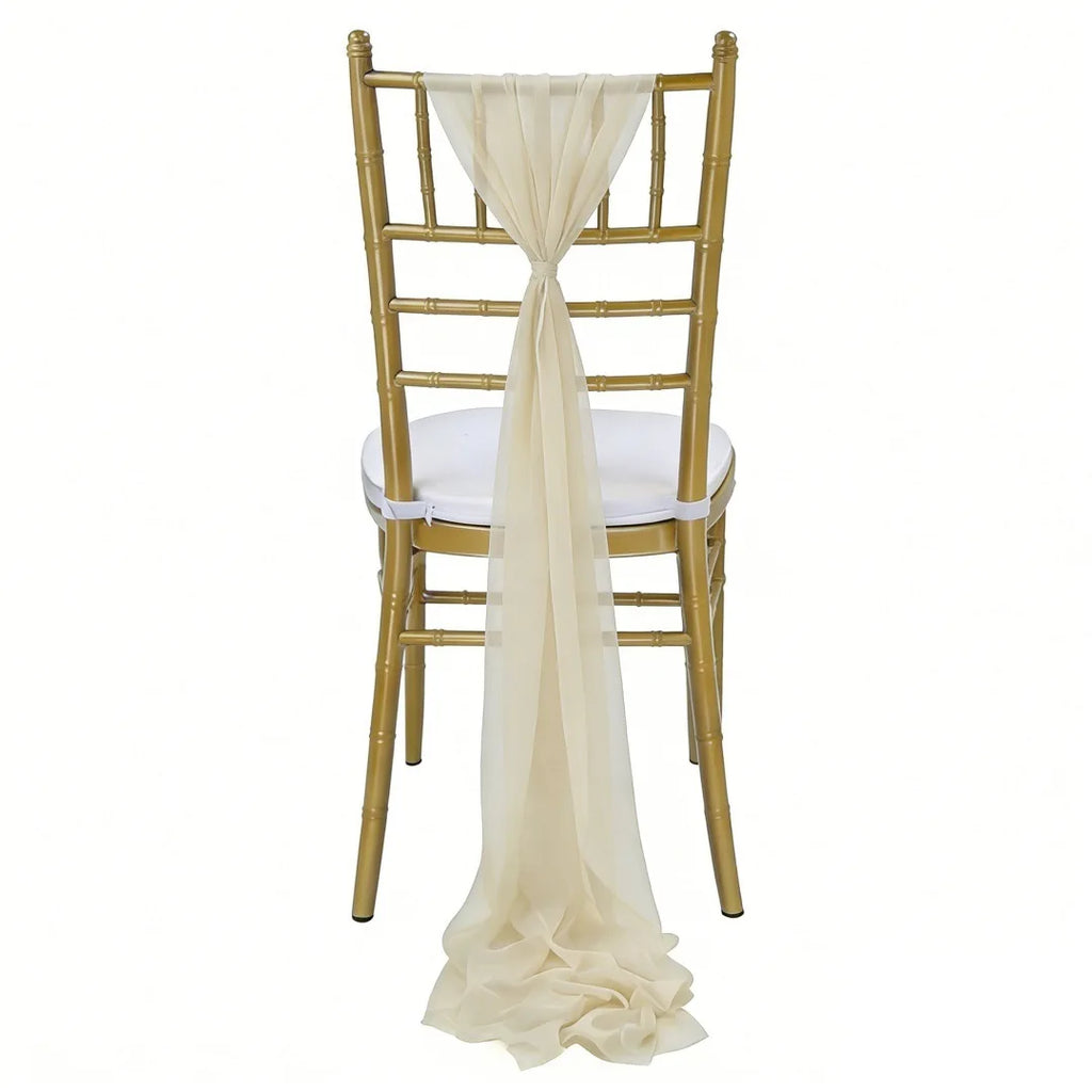 Wedding Chair Sash Beauty Tulle Polyester Streamer Hotel Banquet Decoration Chair Cover Tie Ribbon Bow Oasis Select Champagne