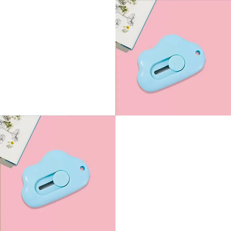 1/2/3/4pcs Kawaii Clouds Mini Portable Ulity Knife Box Cutter Opener Pocket Stretch Paper Cutters School Office Supplies Gift Oasis Select 2pcs blue