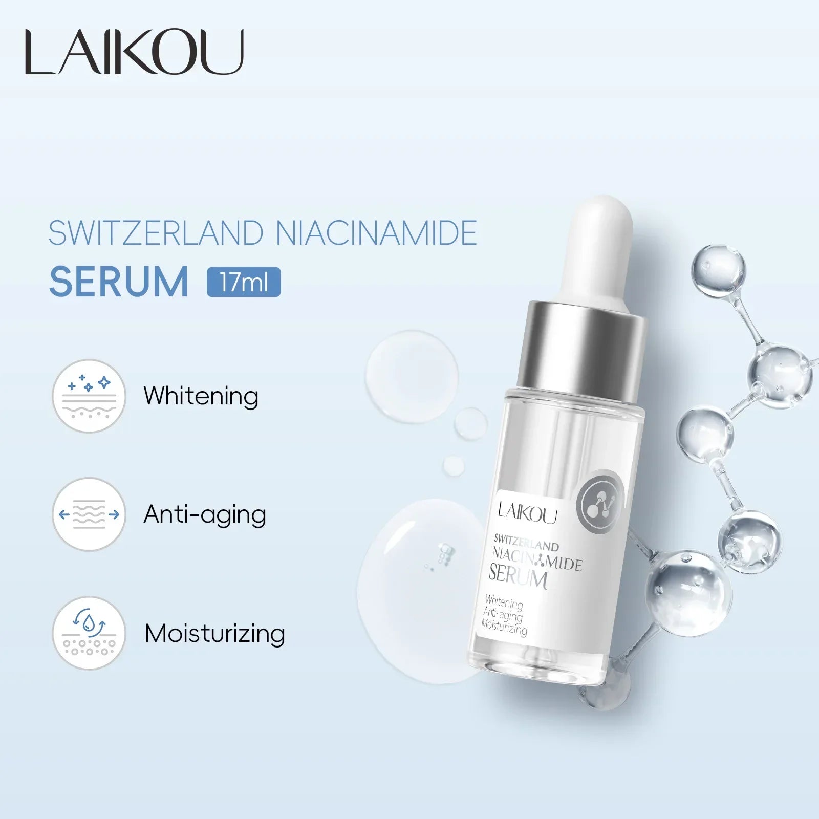 Laikou Nicotinamide Facial Essence Whitening Brightening Deep Moisturizing Facial Skin Essence Korean Skin Care Products 17ml Oasis Select