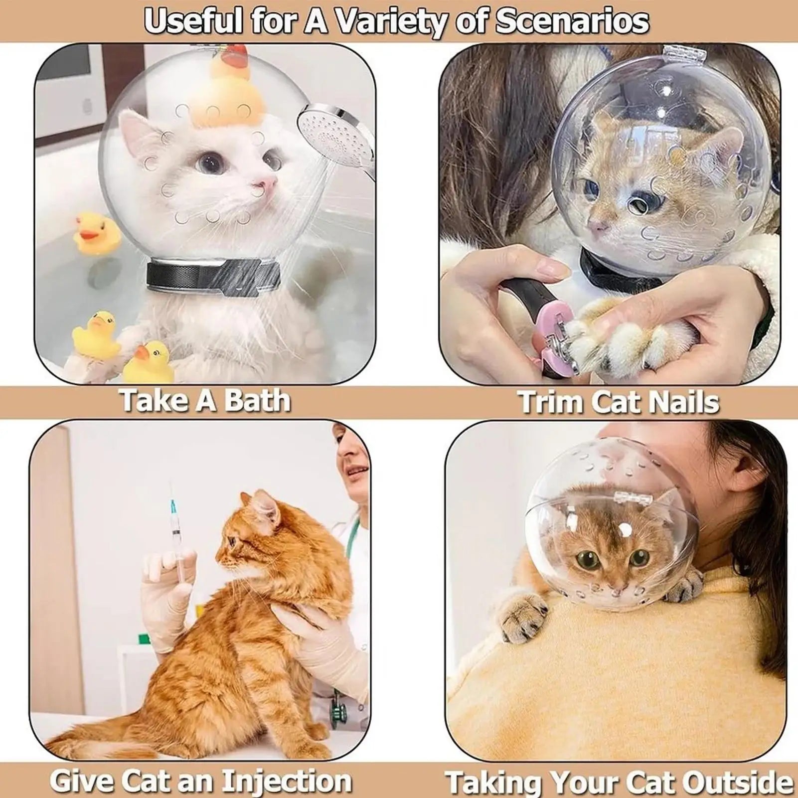 Cat Bubble Muzzle Pet Grooming Cover Accessory Anti-bite Anti-Licking Cat Space Hood Breathable Helmet Face Cover Cat Hood Oasis Select