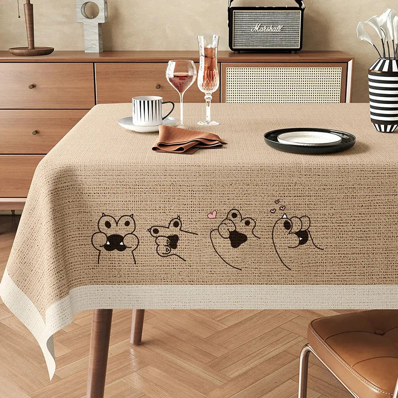 Wabi Sabi Style Tablecloth Waterproof Oil Resistant Non Washable and Heat-resistant Dining Table and Tablecloth Light Luxury Oasis Select 140x220 B
