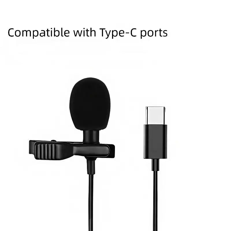 1.5m Mini Portable Lavalier Microphone Condenser Clip-on Lapel Mic Wired USB 3.5mm Type C Microphone For Laptop PC Camera Oasis Select A2