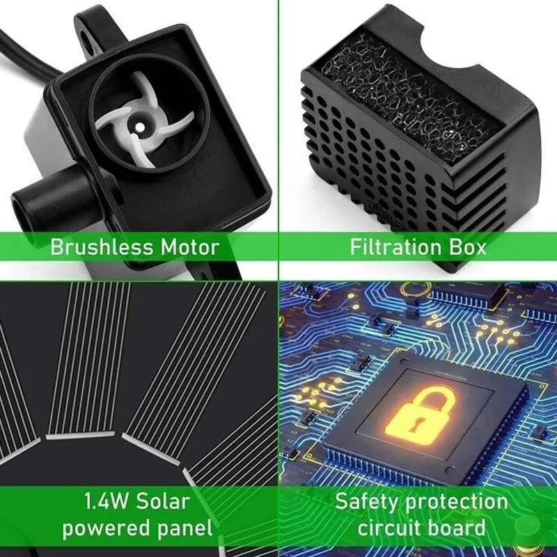 Solar Fountain Color 7 LED Light Solar Rotating Fountain 3W 6 Nozzle Water Pump Outdoors Bird Bath Garden Floating DIY Cistern Oasis Select