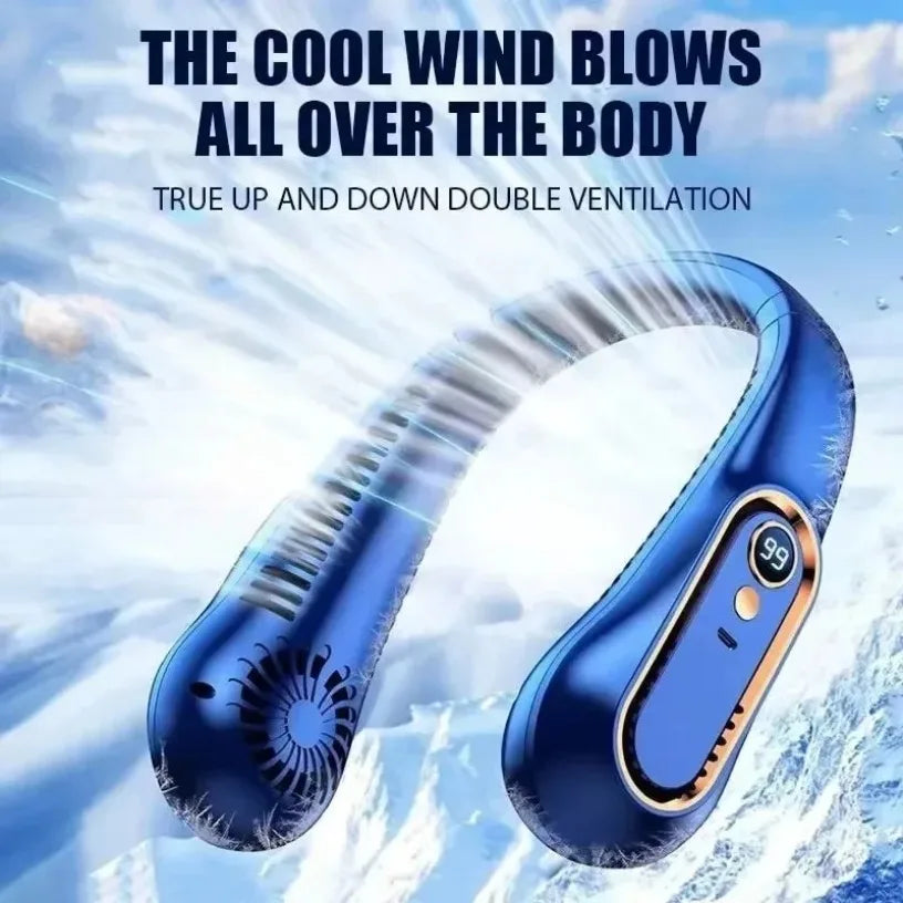 Smart Neck Fan with Digital Power Display, 5-Speed Wearable Cooling Fan Rechargeable USB Fan for Men Women Outdoor Work Commute Oasis Select