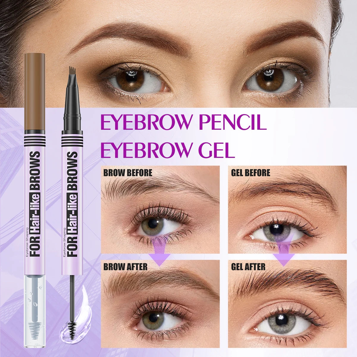 Hello Kiss Double-Ended Waterproof Eyebrow Pencil | Long-Lasting