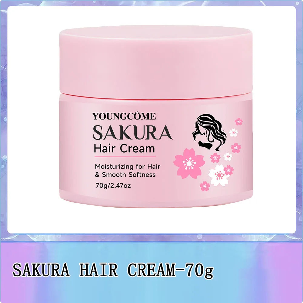 Sakura Hair Cream – Keratin & Argan Oil | Frizz Control & UV Care Hair Treatment Cream Oasis Select 70g-1pcs