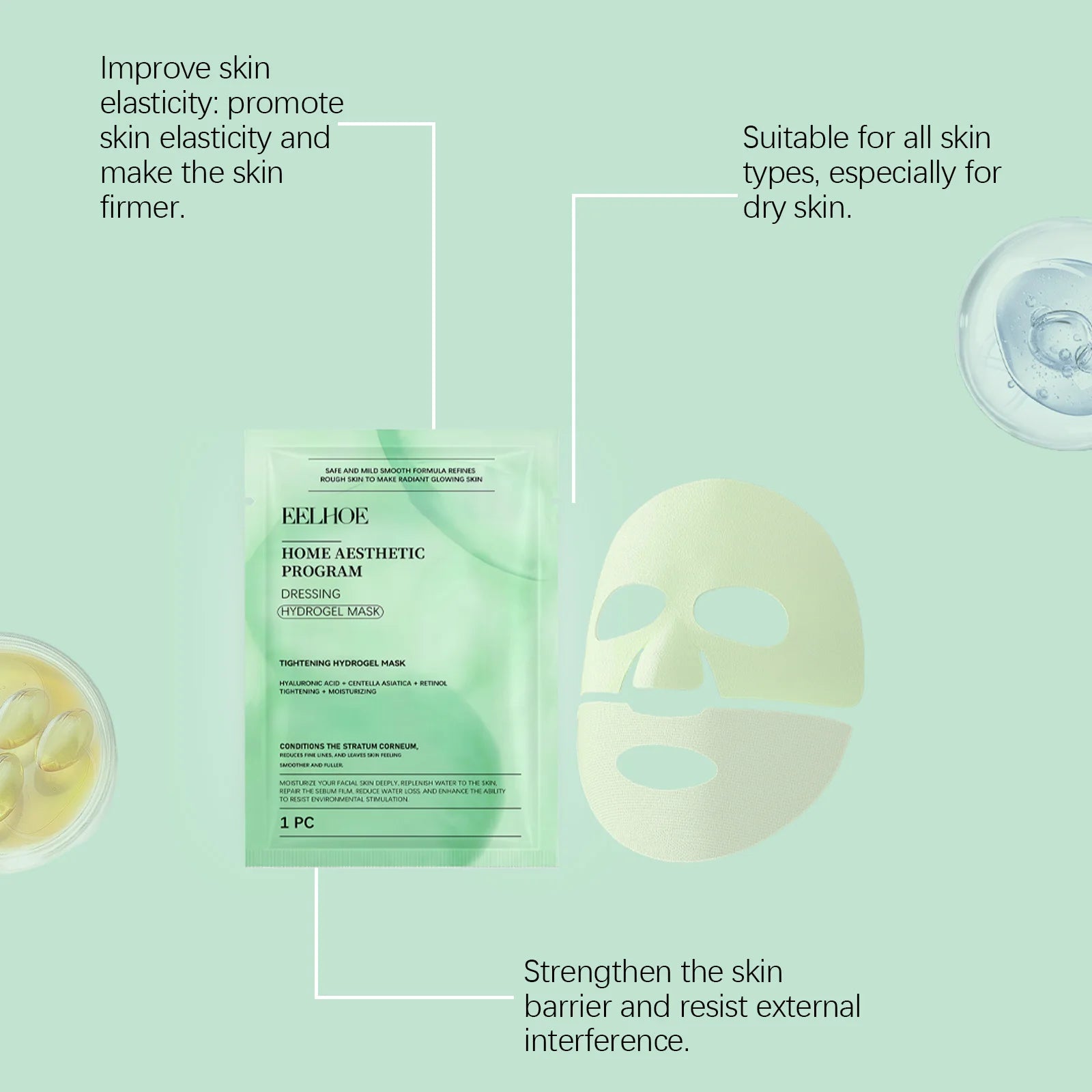 Eelhoe Centella Asiatica Hydrogel Mask – Brighten & Tighten Hydrogel Face Mask Oasis Select
