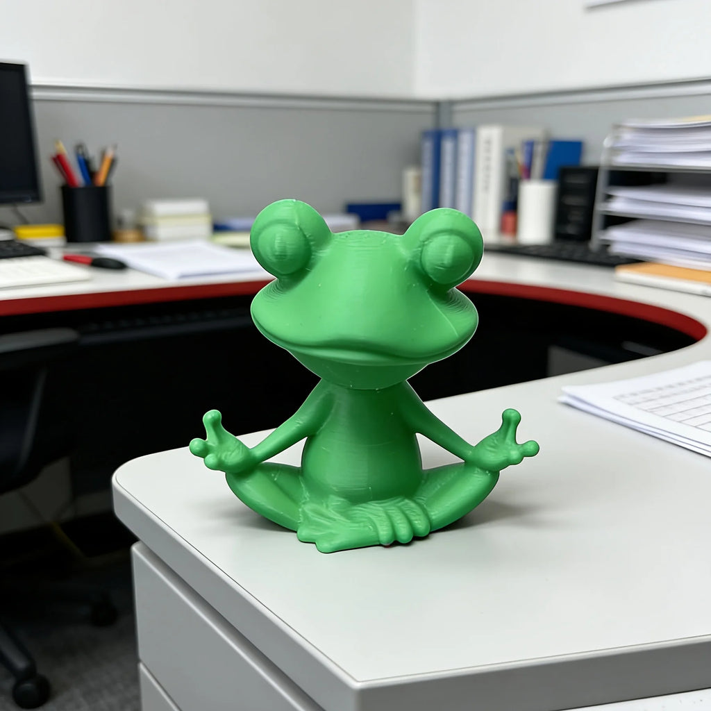 3D Meditation Frog Statue Yoga Lotus Pose Stable Cross Base Plastic Indoor and Outdoor Zen Statue Bookshelf Small Sculpture Oasis Select