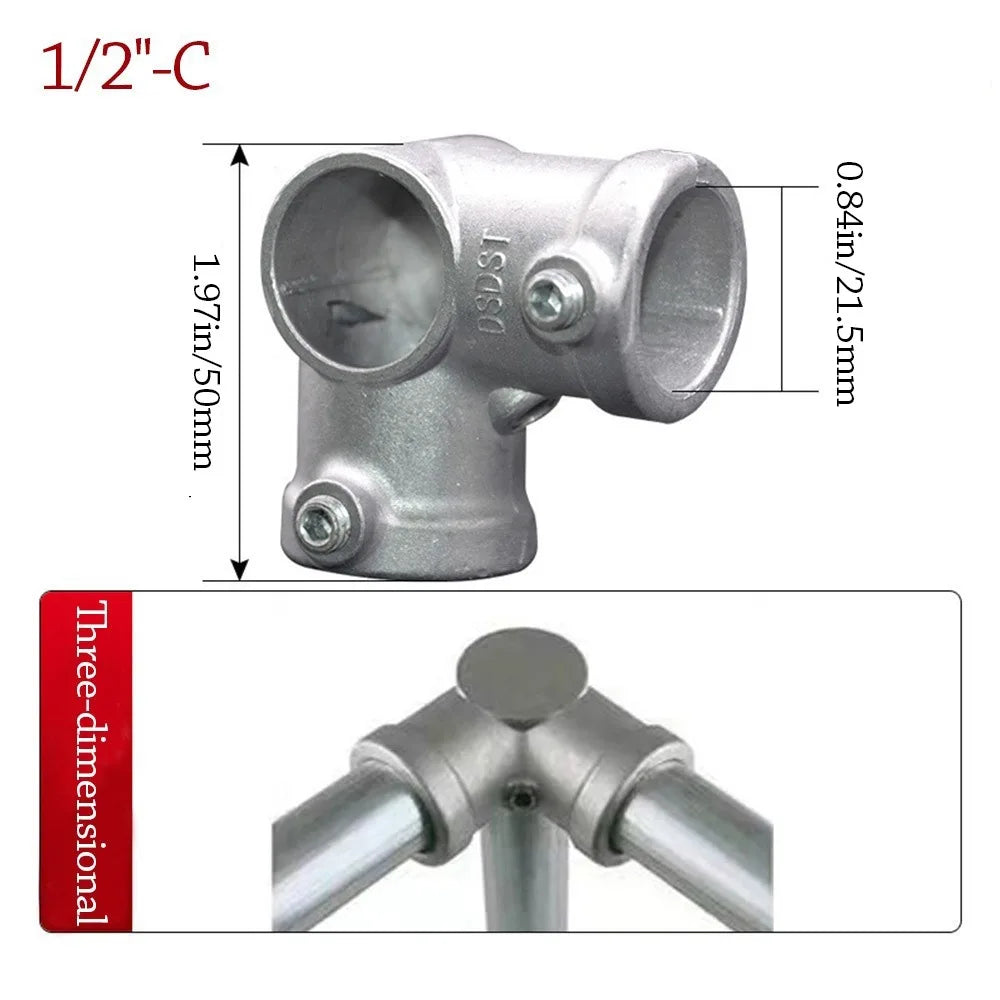 New 1\2''/3\4" Pipe Fitting Connector Aluminum Alloy Steel Fixed buckle Frame Fasteners DIY Corner Circular Pipe Connector pipes Oasis Select 1-2---C