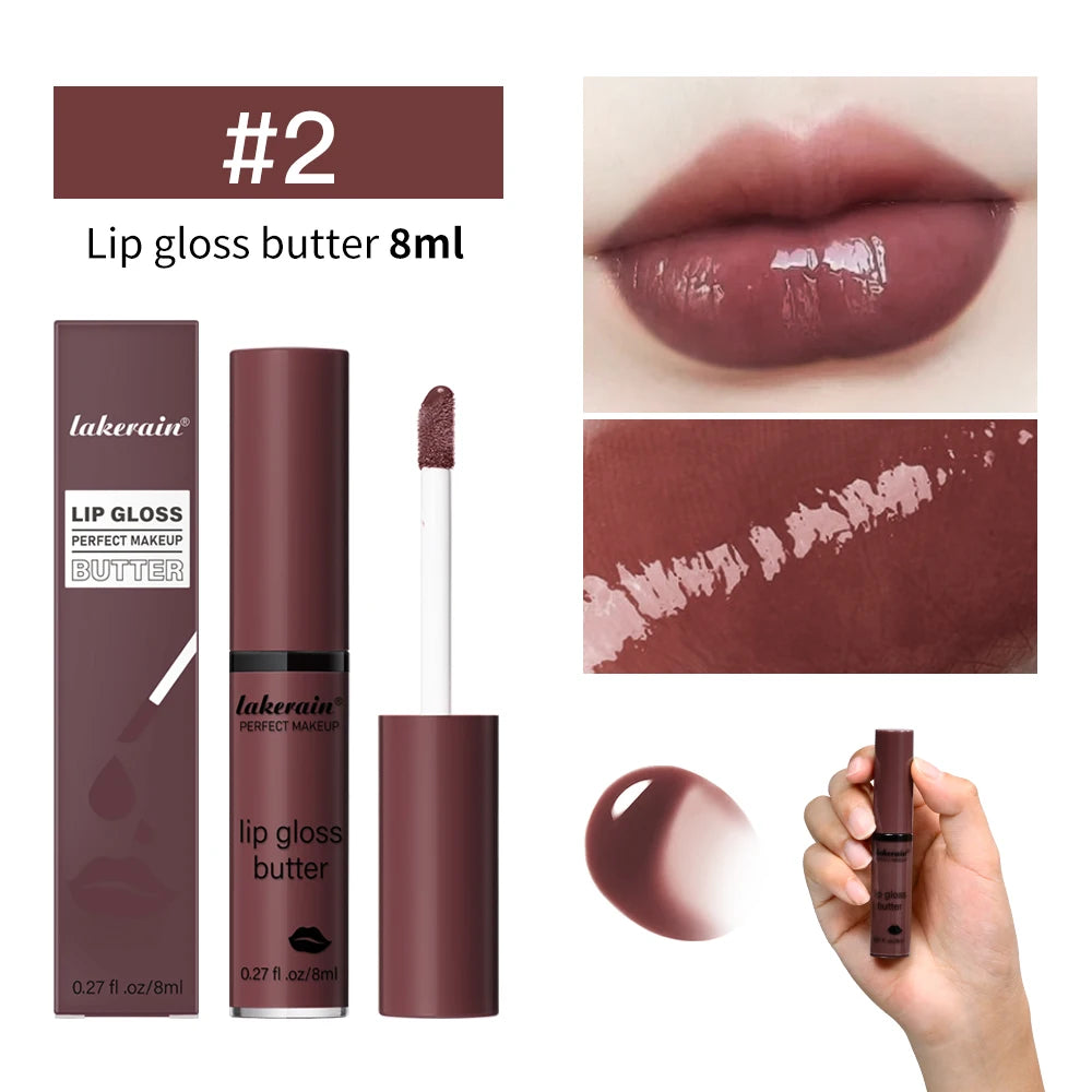 8ml Butter Non-stick Cup Gloss Lip Gloss Moisturizing Mirror Lip Gloss Lasting Color Lip glaze Dye Lip Liquid Makeup For Women Oasis Select 2