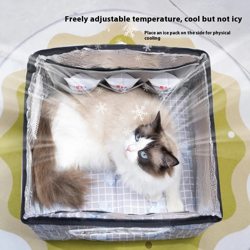 Summer Cool Bed for Cats and Dogs Foldable Cat Air-conditioned House Homemade Ice Packs for Cooling Pet House Ice Bed Oasis Select