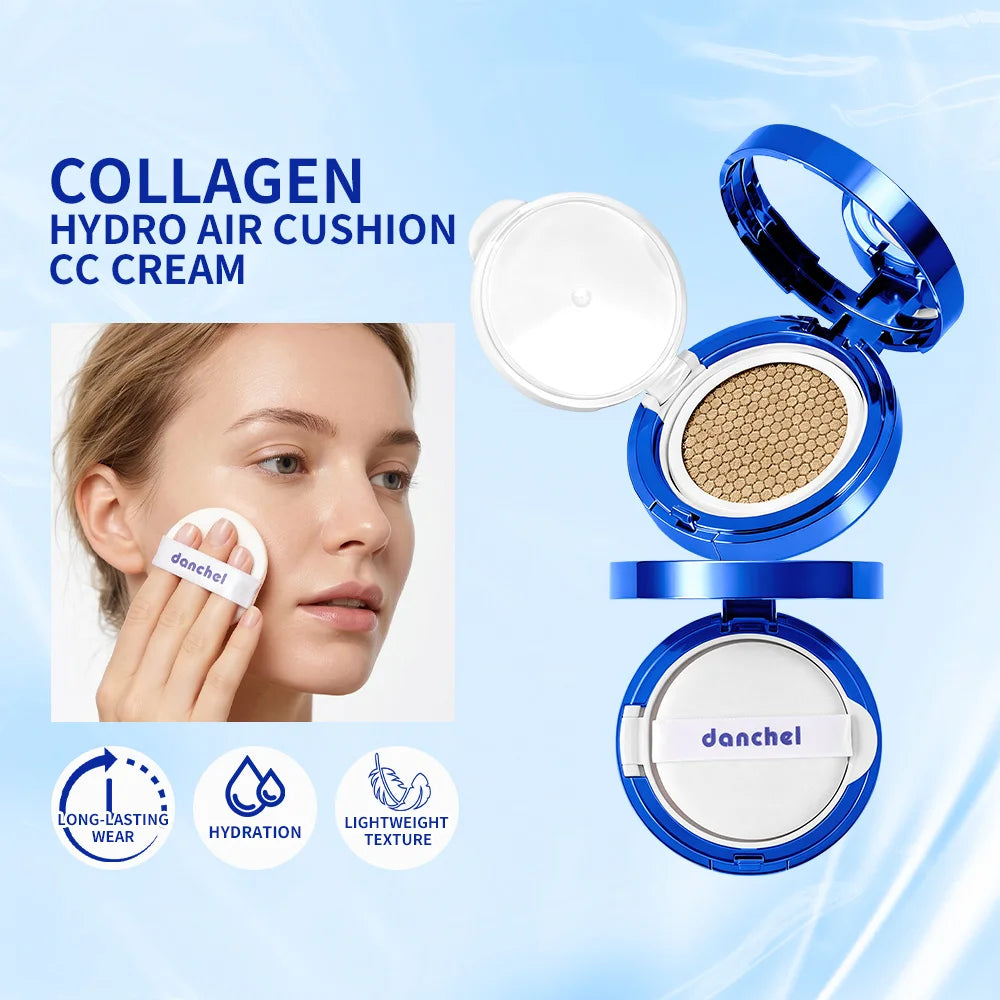 Collagen CC Cream Air Cushion Foundation Long-Wearing Hydrating Natural Concealing Foundation Waterproof Sweatproof Face Makeup Oasis Select