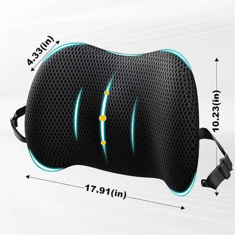 Lumbar Support Pillow For Office Chair, Car Lower Back Pain Relief, Memory Foam Oasis Select one size Black