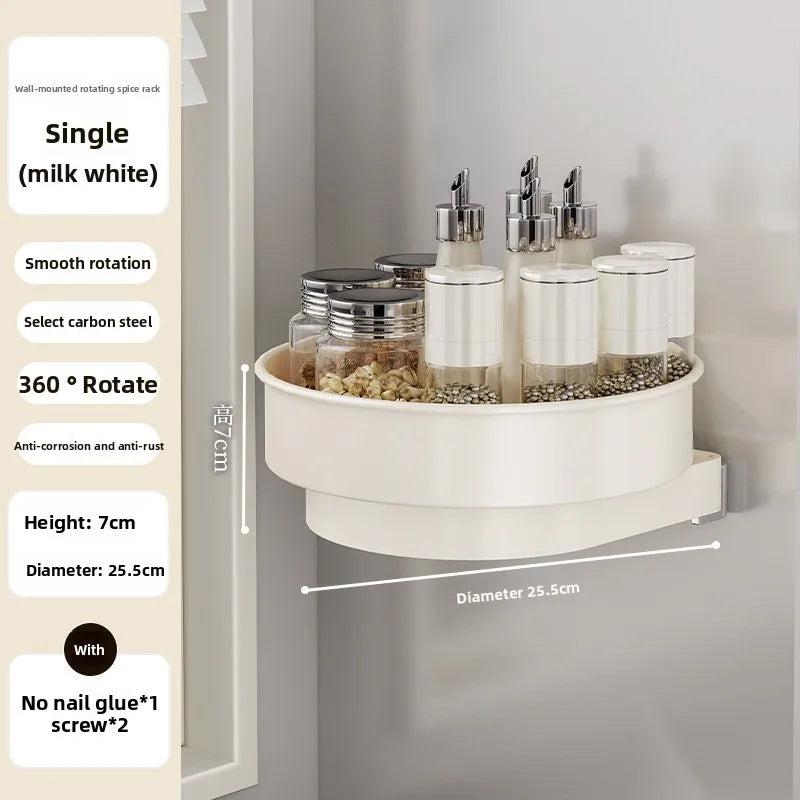 Multi-functional Rotary seasoning rack, seasoning storage box, turntable supplies storage rack Oasis Select MilkWhite1A