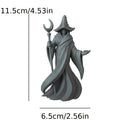 Gothic Faceless Wizard Miniature Figurine 3D Printed Moon Staff Cloaked Mage Statue Home Tabletop Bookshelf Ornament Decor Gifts Oasis Select Wizard Grey